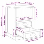 vidaXL Cabinet de chevet 2 Pièces chêne artisanal 43 x 36 x 60 cm