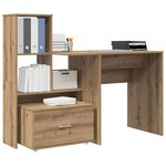 vidaXL Bureau Chêne artisanal 131 5 x 50 x 106 5 cm Bois d'ingénierie