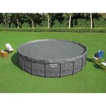 Bestway Couverture de piscine Ø4 27 m Rond Polyester Gris