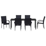 vidaXL Ensemble de salle à manger de jardin 7 pièces en rattan poly noir