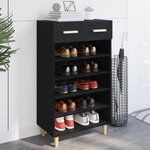 vidaXL Cabinet à chaussures avec tiroir Chêne noir 60 x 35 x 105 cm