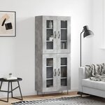 vidaXL Buffet haut Gris béton 69 5x34x180 cm Bois d'ingénierie