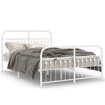 vidaXL Cadre de lit métal sans matelas et pied de lit blanc 137x190 cm