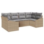 vidaXL Ensemble de canapé de jardin 6 pièces avec coussins Beige Poly Rattan