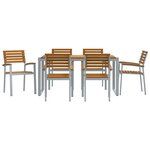 vidaXL Ensemble de salle à manger pour jardin 7 Pièces Gris et marron