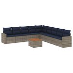 vidaXL Salon de jardin 10 Pièces avec coussins gris résine tressée