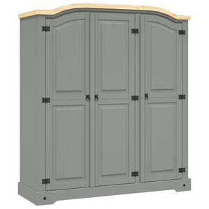 vidaXL Garde-robe avec 3 portes Gamme Corona pin mexicain Gris