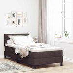 vidaXL Lit à ressorts avec matelas Marron foncé 90 x 190 cm tissu