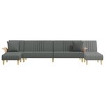 vidaXL Canapé-lit en forme de L gris foncé 279x140x70 cm tissu