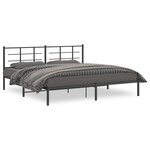 vidaXL Cadre de lit métal sans matelas avec tête de lit noir 193x203cm