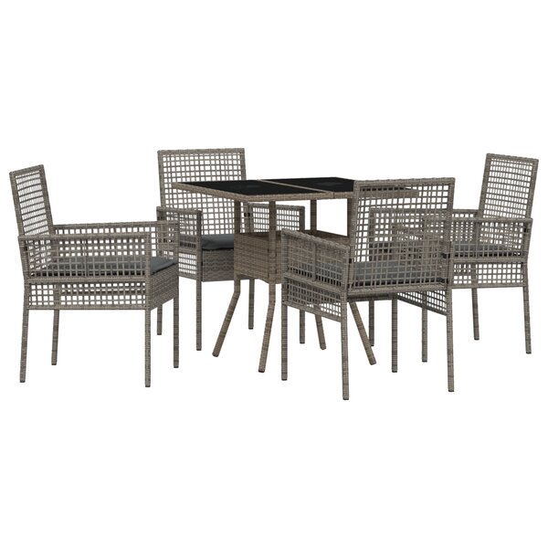 vidaXL Ensemble de Salle à Manger de Jardin 5 Pièces Gris Poly Rattan