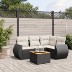 vidaXL Salon de jardin 5 Pièces avec coussins noir résine tressée