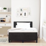 vidaXL Lit Box Spring avec Matelas Noir Petit Double Velours