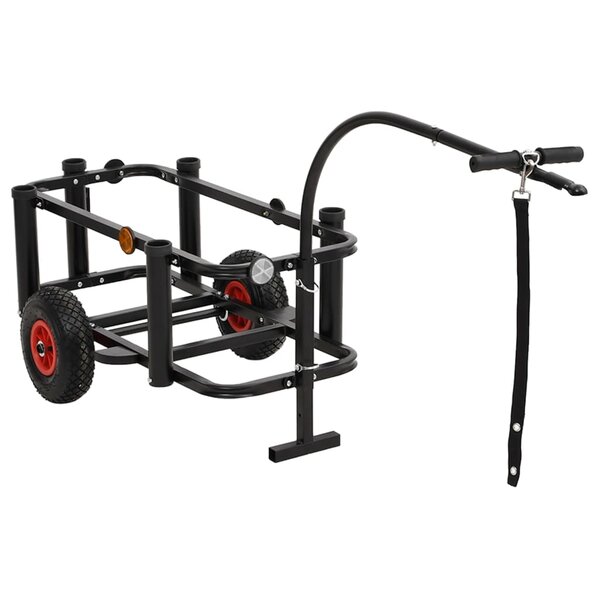 vidaXL Chariot de pêche noir acier
