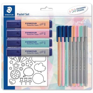 Set d'écriture pastel  avec 50 gommettes à colorer STAEDTLER
