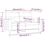 vidaXL Canapé 2 places avec oreillers jaune clair 140 cm tissu