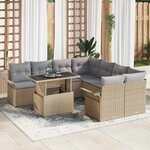 vidaXL Ensemble de canapé de jardin 9 Pièces Beige Poly rotin
