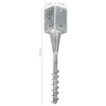 vidaXL Piquets au sol 2 Pièces Argenté 9x9x56 cm Acier galvanisé