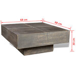 vidaXL Table basse carrée Marron foncé Bois massif de manguier