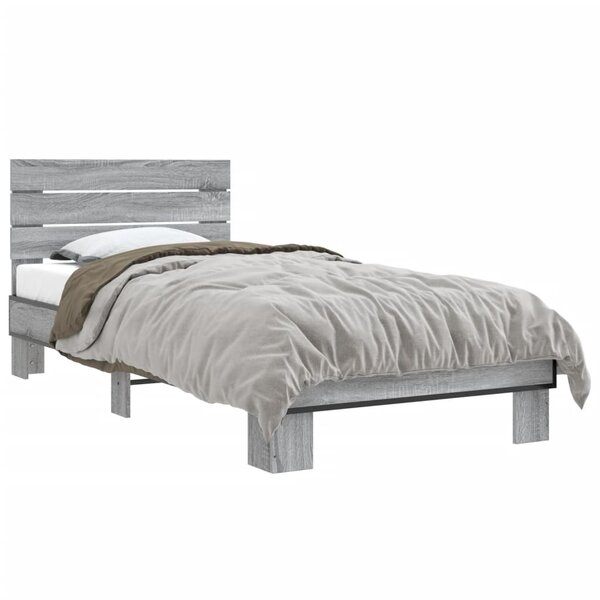 vidaXL Cadre de lit sans matelas sonoma gris 100x200 cm