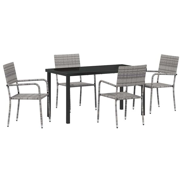 vidaXL Ensemble de salle à manger pour jardin 5 Pièces Gris Poly rotin