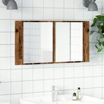 vidaXL Armoire à miroir LED vieux bois 90x12x45 cm bois d'ingénierie