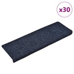 vidaXL Tapis d'escalier autocollants 30 pièces 65 x 21 x 4 cm Bleu Bord rectangulaire