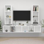 vidaXL Meubles TV muraux 4 Pièces Blanc Bois d'ingénierie
