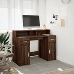 vidaXL Bureau et lumières LED chêne marron bois d'ingénierie