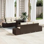 vidaXL Ensemble de canapé de jardin avec coussin 7 Pièces Marron et Crème