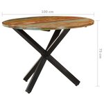 vidaXL Table à dîner ronde 100x100x75 cm Bois de récupération massif