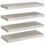 vidaXL Étagères murales flottantes 4 Pièces gris béton 60x23 5x3 8 cm MDF