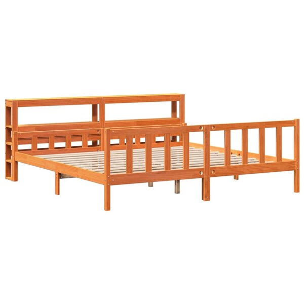 vidaXL Cadre de lit et tête de lit cire marron 180x200 cm bois de pin