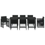 Ensemble salle à manger jardin 9 pièces vidaXL avec coussins en poly rotin noir