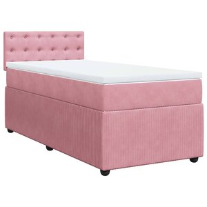 vidaXL Sommier à lattes de lit avec matelas Rose 100x200 cm Velours