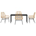 vidaXL Ensemble de repas de jardin 5 pièces avec coussins marron en rotin poly