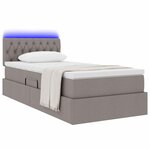 vidaXL Lit avec rangement et LED avec matelas Taupe 90 x 200 cm tissu