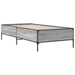 vidaXL Cadre de lit sonoma gris 75x190 cm bois d'ingénierie et métal