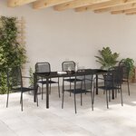 vidaXL Ensemble de Salle à Manger de Jardin 7 Pièces Noir Corde de Coton et Acier