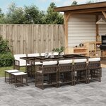 vidaXL Ensemble à manger de jardin avec coussins 13 Pièces marron rotin
