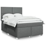 vidaXL Sommier à lattes de lit avec matelas Gris foncé 140x190cm Tissu