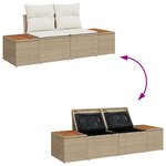 Ensemble de canapé de jardin 11 pièces vidaXL avec coussins Beige Poly Rotin Acacia