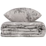 Parure de lit - housse de couette 220 x 240 + 2 taies d'oreiller 60 x 60 coton renforcé - Gris