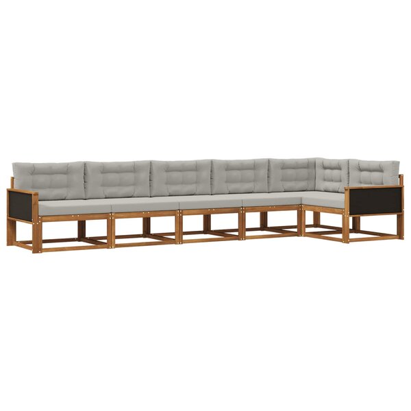 vidaXL Ensemble de canapés d'extérieur 6 Pièces Naturel et Gris clair