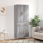 vidaXL Buffet haut Sonoma gris 69 5x34x180 cm Bois d'ingénierie