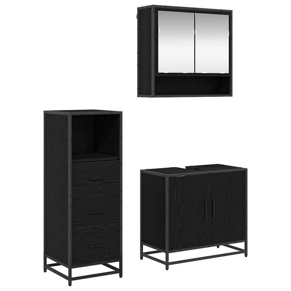vidaXL Ensemble de mobilier de salle de bain 3 Pièces Chêne noir