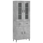 vidaXL Buffet haut Gris béton 69 5x34x180 cm Bois d'ingénierie