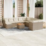 vidaXL Salon de jardin avec coussins 12 Pièces beige résine tressée