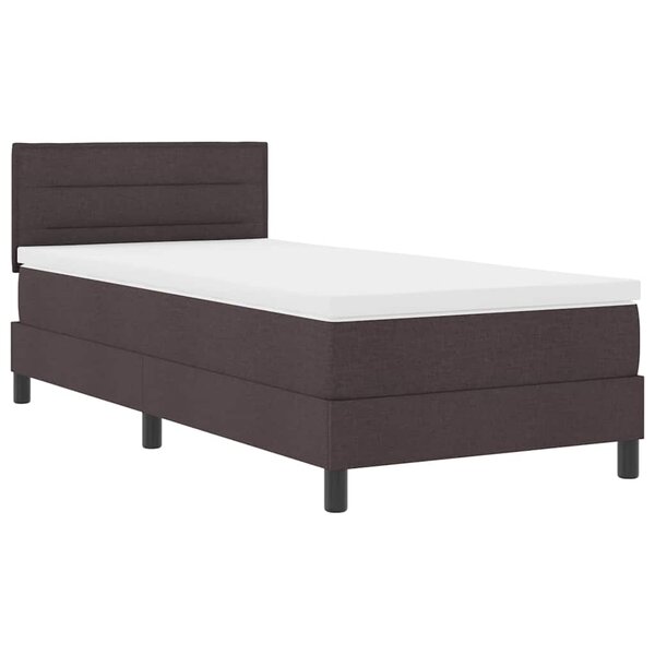 vidaXL Lit à ressorts avec matelas Marron foncé 80 x 200 cm tissu