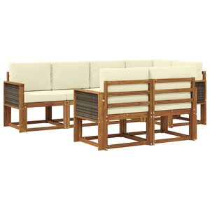 vidaXL Ensemble de canapés d'extérieur 7 pc Naturel et Crème Polyester